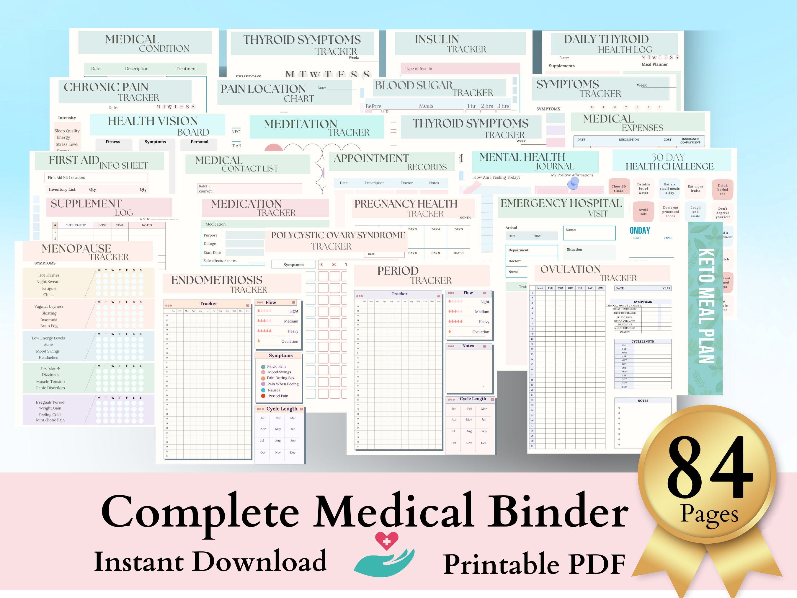 Medical Planner Medical Binder Health Tracker Blood Pressure Log ...