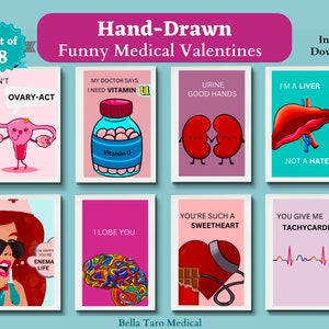 Funny Medical Valentine&#39;s Day Cards, Hand-drawn Medical Pun Valentines, Doctor Nurse PA NP Tech Pharmacist Valentines, Valentine&#39;s Day Gift