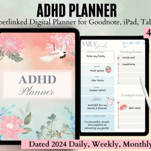Planificateur numérique TDAH, Planificateur numérique TDAH pour adultes, Planificateur numérique daté 2024 TDAH, Journal Adhd, Planificateur numérique TDAH, Planificateur numérique