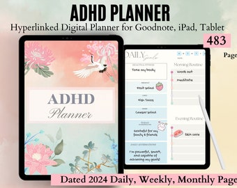 ADHD Digital Planner,ADHD Digital Planner for adults, 2024 Dated Digital Planner ADHD, Adhd Journal, Digital Adhd Planner, Digital Planner