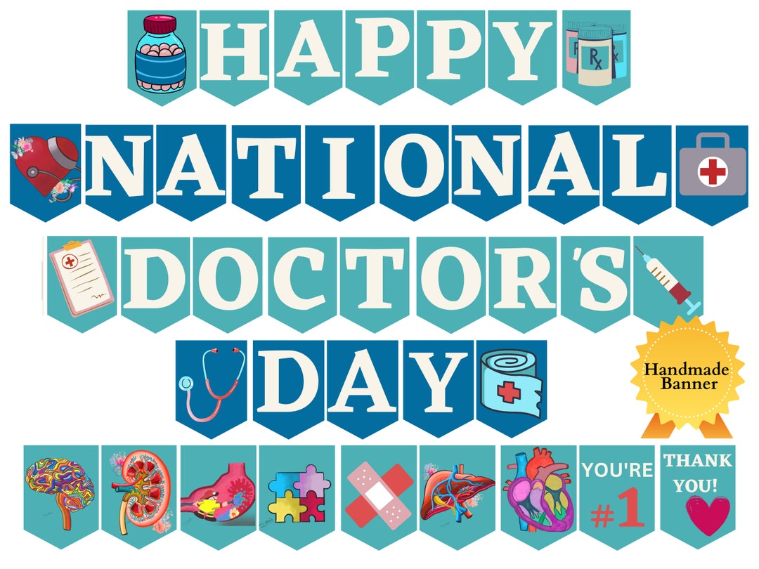 Doctors Day Printable Banner, Handpainted Happy National Doctors Day