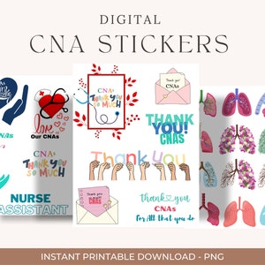 cna Stickers CNA Note-taking Nursing Assistant CNA Pre-Cropped Stickers iPad Goodnotes CNA Life Digital Download cna png image 3