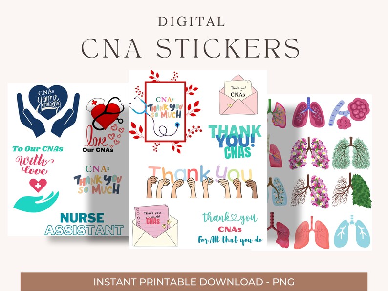 cna Stickers CNA Note-taking Nursing Assistant CNA Pre-Cropped Stickers iPad Goodnotes CNA Life Digital Download cna png image 3