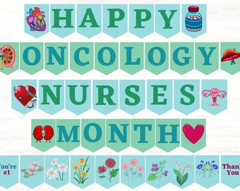 Oncology Nurse Banner Printable / Happy Oncology Nurses Month Hand-painted banner Party Sign printable / Oncology Nurse gift bunting
