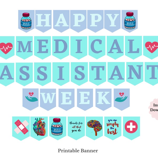 Medical Assistant Week Printable Banner, Happy MA Week Sign, Medical Assistant Appreciation Week, Medical MA Printable Banner, Medical Decor