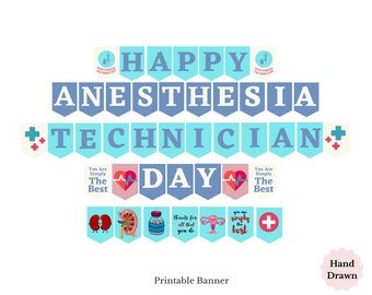 Anesthesia Tech Week Printable Banner / Hand-drawn Anesthesia Technician Week Sign / Anesthesia Tech Appreciation Week Gift / CRNA Gift