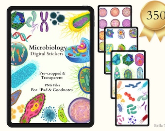 Digitale stickers microbiologie / stickers bacteriën virus infectie lab / GoodNotes-stickers / Biologie / studie verpleegkunde | Notability-stickers