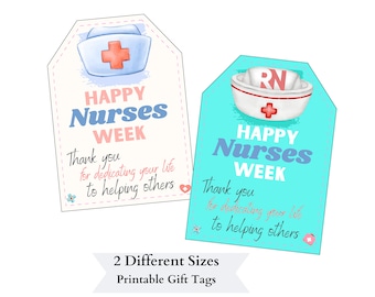 Happy Nurses Week tags printable / Nurse appreciation tag / Nurses Week appreciation tag / Nurse thank you tag / Nurse Week gifts tag / PDF