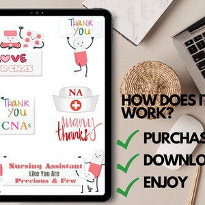cna Stickers CNA Note-taking Nursing Assistant CNA Pre-Cropped Stickers iPad Goodnotes CNA Life Digital Download cna png image 4