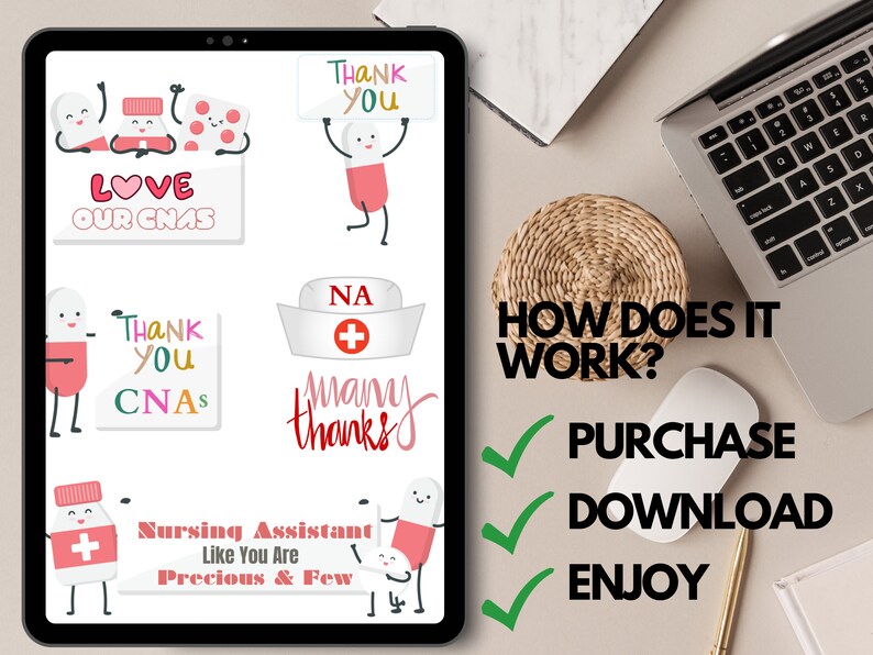 cna Stickers CNA Note-taking Nursing Assistant CNA Pre-Cropped Stickers iPad Goodnotes CNA Life Digital Download cna png image 4