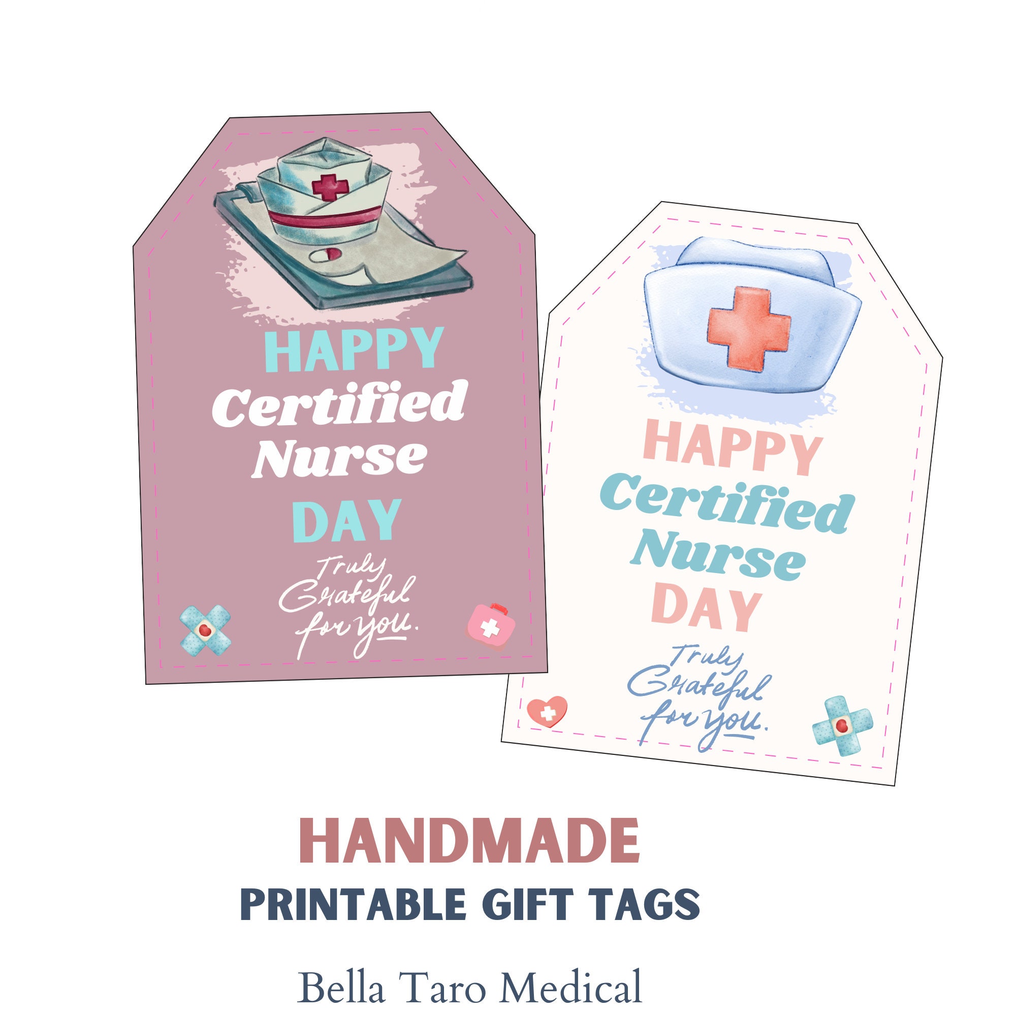 Certified Nurse Day Treat Tags Printable / Handdrawn Certified Nurse Day Thank You Tag