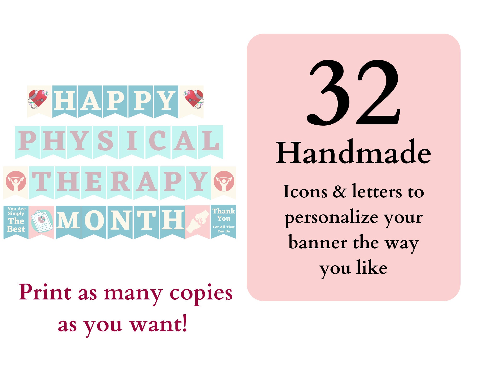 Happy PT Day Banner – Gold & Blue Glitter Party Decoration For Physical Therapist Appreciation - View #9