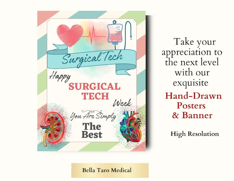 Surgical Technologist Week Printable Sign / Hand-drawn Happy Surgical ...
