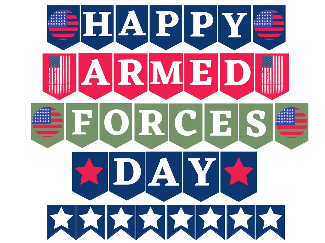 Armed Forces Day Banner Printable / Blue Red Armed Forces Day Bunting ...