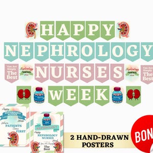 Happy Nephrology Nurses Week Printable Banner, Hand-drawn Nephrology Nurse Week Sign, Nurse Appreciation, Dialysis Nurse Gift, Medical Decor