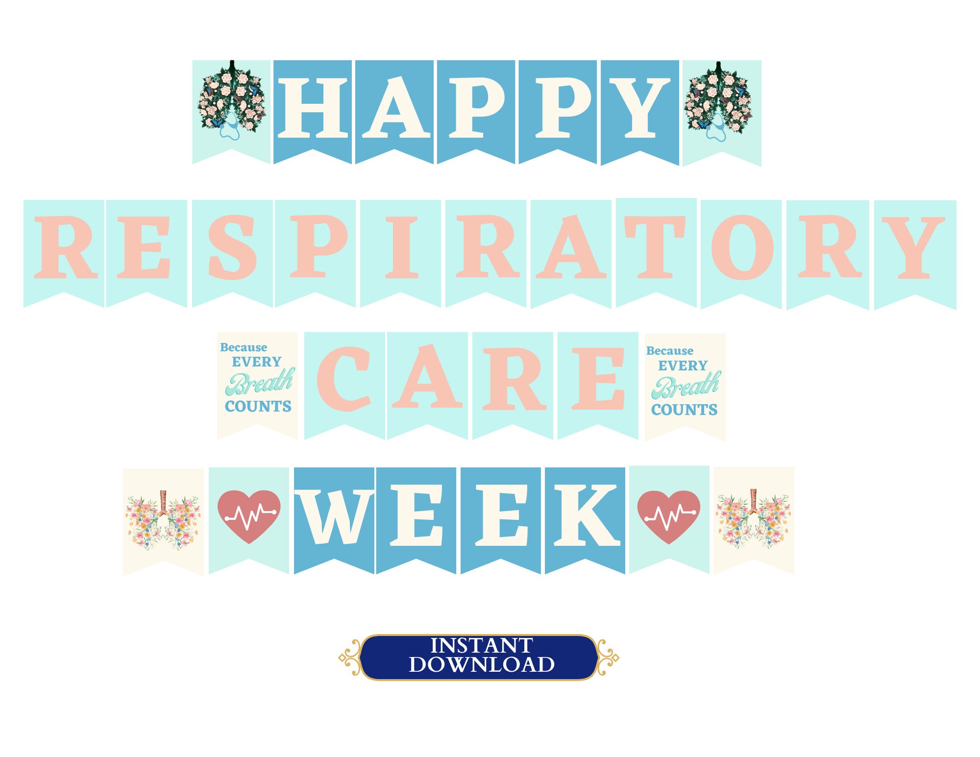 Respiratory Care Week Banner Printable / Respiratory Care Week Decorations / Respiratory Care