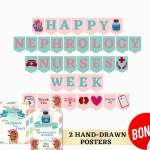 Nephrology Nurses Week Printable Banner, Hand-drawn Nephrology Nurses Week Sign, Nurse Appreciation, Dialysis Nurse, Medical Decoration