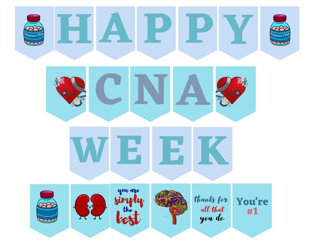 Blue Happy CNA Week Banner Printable / CNA Appreciation Week Etsy