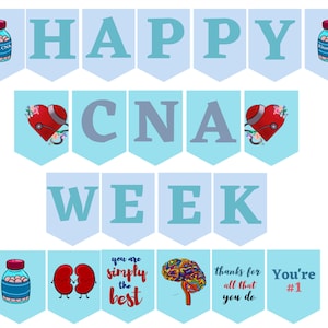 Blue Happy CNA week banner printable / CNA Appreciation Week Banner / cna week bunting / Certified Nursing Assistant Week / cna week gifts image 1