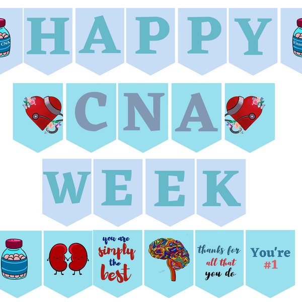 Blue Happy CNA week banner printable / CNA Appreciation Week Banner / cna week bunting / Certified Nursing Assistant Week / cna week gifts