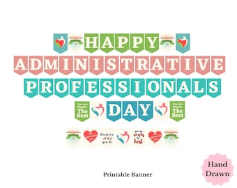 Striscione stampabile per la giornata dei professionisti amministrativi, cartello per professionisti amministrativi, felice giornata degli amministratori, felice giornata delle segretarie, giornata degli amministratori