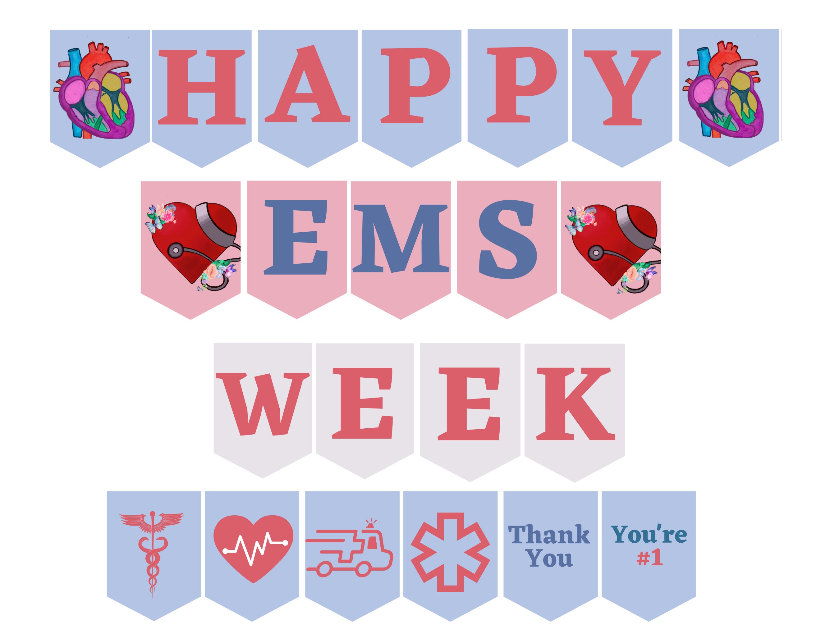 EMS Week Banner Printable / Printable Happy National EMS Week Banner