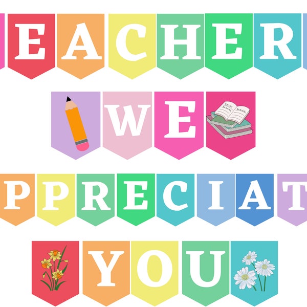 Teacher Appreciation day banner printable / Teachers we appreciate you banner Appreciation Week PDF / Thank you Teachers Bulletin Board