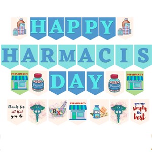 Blue Pharmacist Day banner printable / Handmade Happy National Pharmacist Day Bunting / Pharmacist Day Decoration / Pharmacist Gift / PharmD