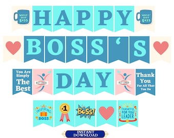 Banner imprimible para el Día del Jefe, Letrero para el Día del Jefe, Día Nacional del Jefe, Agradecimiento al Jefe, El Mejor Jefe del Mundo, El Mejor Jefe del Mundo