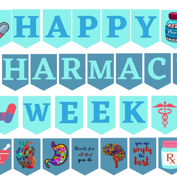 Pharmacy Week banner printable / Happy Pharmacy Week decor / Pharmacy Week ideas / Pharmacy Week bunting / Pharmacy Week decorations PDF