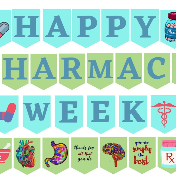 Happy Pharmacy Week banner printable / Pharmacy Week decor / Pharmacy Week ideas / Pharmacy Week bunting / Pharmacy Week decorations PDF