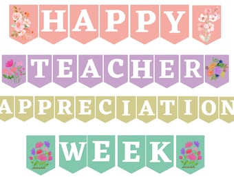 Teacher Appreciation banner printable / Printable Teacher Appreciation Week banner / Thank you teacher banner Appreciation Week bunting PDF