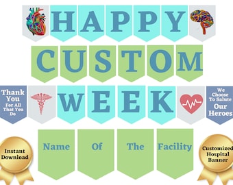 Custom Hospital Clinics Medical Printable Banner | Hand-drawn Doctor Nurse Medical Appreciation Week | Hospitals Clinics Party Decor