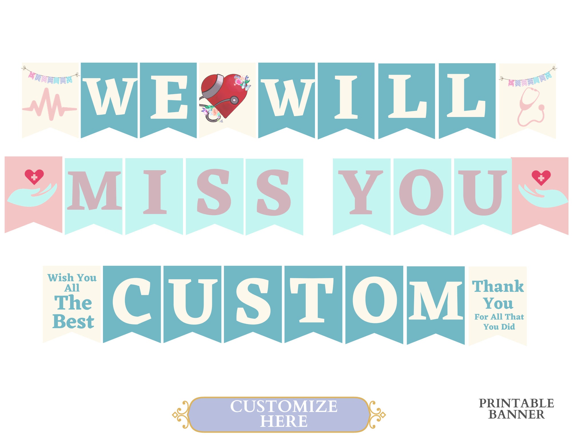 Ghirlanda "We Will Miss You" Con Bandiere Triangolari – Decorazioni Per Feste Di Addio, Pensionamento E Laurea (Blu)
