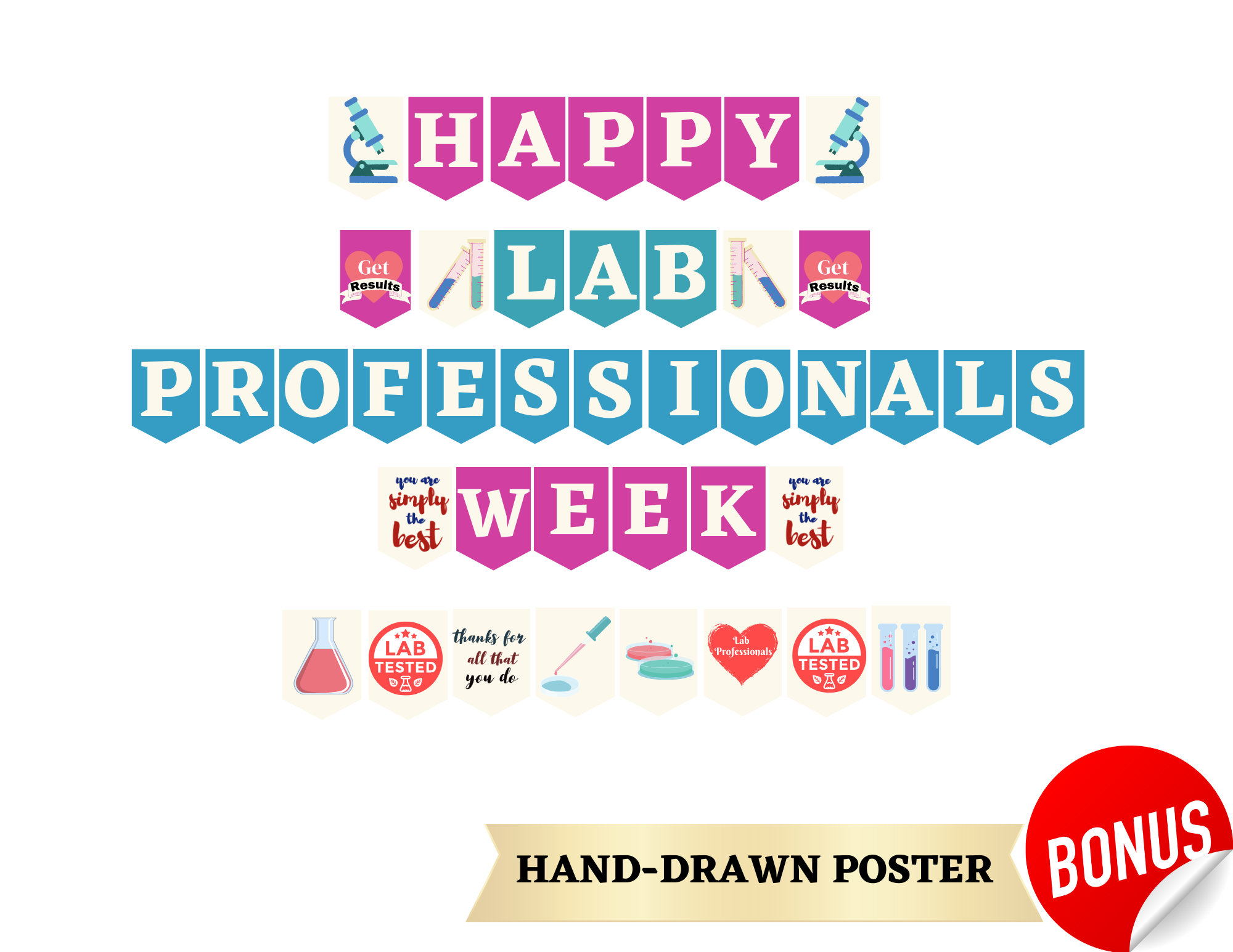 Happy Lab Week Printable Sign, Handdrawn Medical Laboratory ...