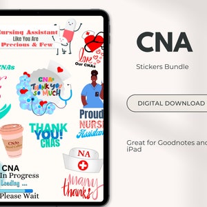 cna Stickers CNA Note-taking Nursing Assistant CNA Pre-Cropped Stickers iPad Goodnotes CNA Life Digital Download cna png image 2