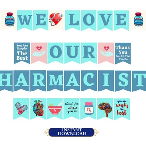 We Love Our Pharmacists banner printable / Hand-drawn Happy Pharmacy Week decor / Pharmacy Week ideas / Pharmacy Week bunting / PDF