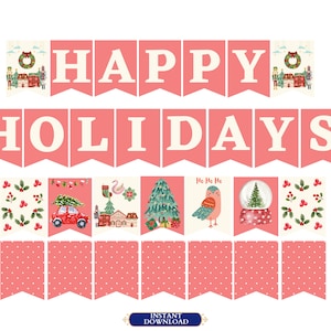 Happy Holidays banner printable / Holiday banner / Happy Holiday banner printable / Holiday bunting / Christmas banner printable / PDF