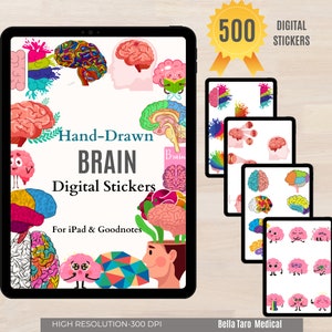 Brain Anatomy Digital Stickers | 500 Hand-drawn Pre-cropped Human ...