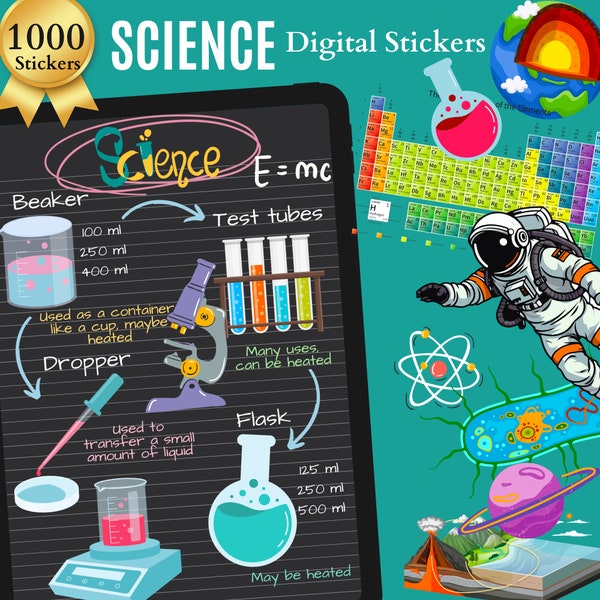 Science & Chemistry Digital Stickers | 1000 Pre-cropped iPad GoodNotes Stickers | PNG File Download | Note-Taking, Planning, Studying