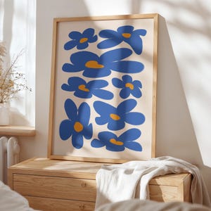 Abstract Botanical Print: Blue Floral Art (Digital Download)