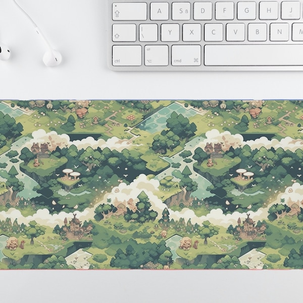 Tapis de bureau décorés de carte du monde RPG RPG, tapis de bureau inspiré de zelda xxl, tapis de bureau esthétique xl grand tapis de bureau, tapis de bureau RVB led