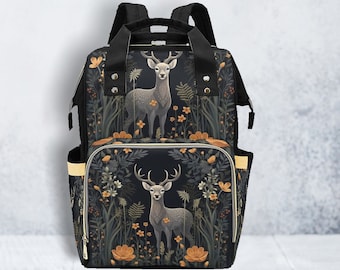 Cottagecore Deer Diaper Bag Back pack, Cute Organized Baby Bag, Cottage Core Giant Mom Bag, Cute Mommy Diaper Bag, Forest baby packing bag