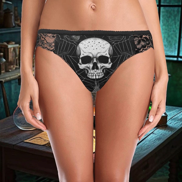 Gothic Skull Spider-Web Underwear | Goth Underwear | Goth Girl Underwear | Skull Underwear | Nu Goth Underwear