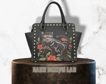 Rockabilly tattoo panther handbag, punk traditional tattoo purse, panther purse, tattoo hand bag, tattoo bag, panther bag, rockabilly bag