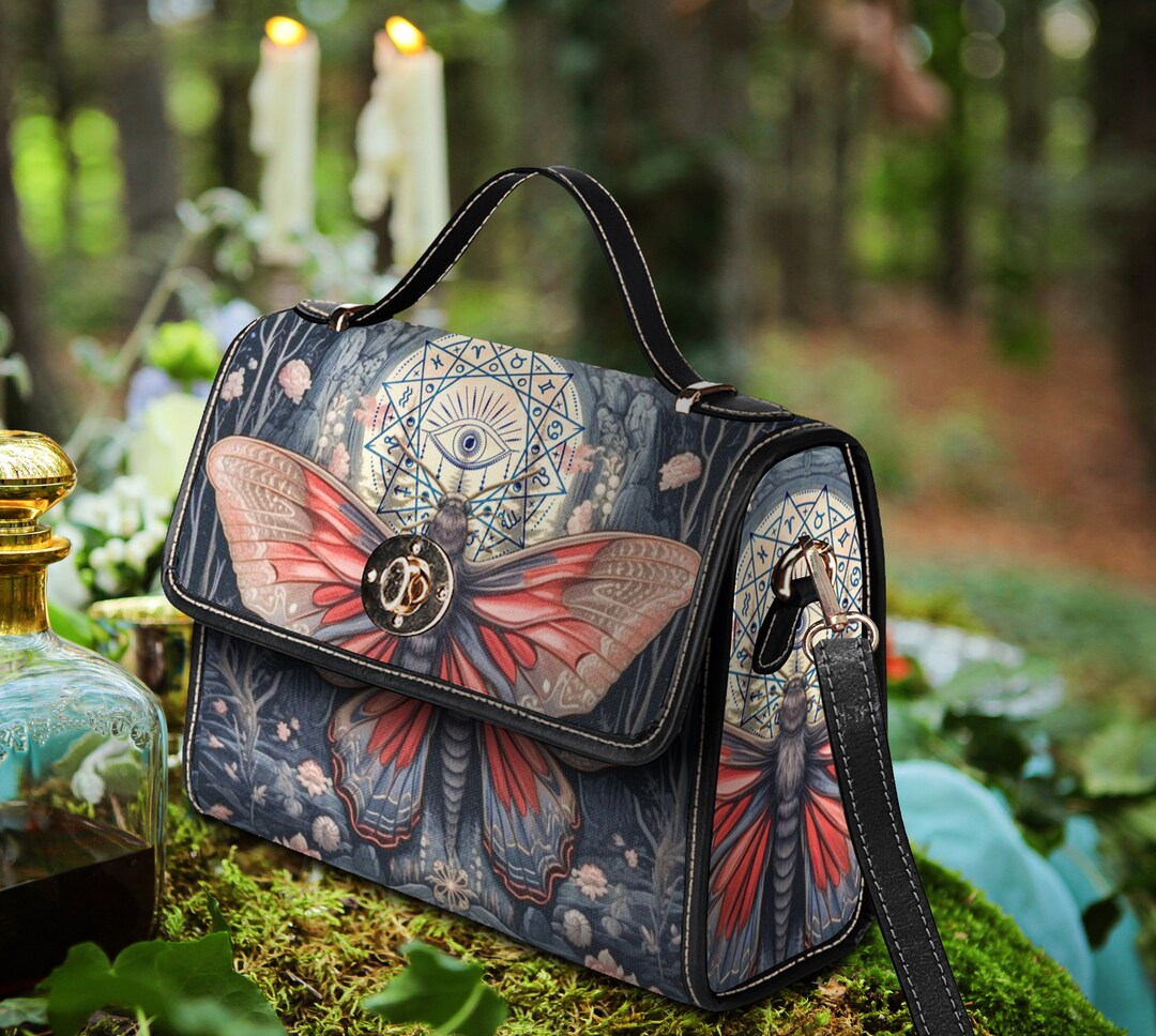 Witchcraft Organized Moth Satchel Bag for Witch Accessory Bag Crossbody