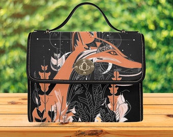 Celestial Fox Satchel Bag | Hippie Fox Purse | Dark Academia Fox Purse | Dark Cottagecore Fox Bag | Fox Cross Body Bag | Fox Hand Bag