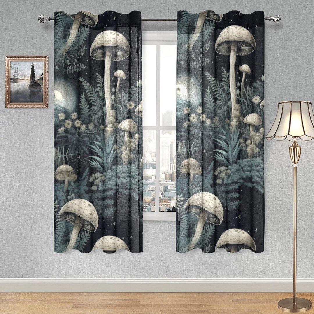 Cottagecore Mushroom Decorator Curtains Dark Cottagecore Etsy