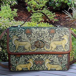 Cottagecore Retro Fox Satchel Bag, Boho Botanical Crossed Body Bag, Cute Forest Animal Witch Satchel Bag, Organized Forest Bag