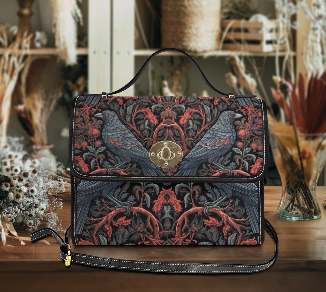 Raven Forest Witch Satchel Crossbody Witchcraft Bag for Goth Gift Crow